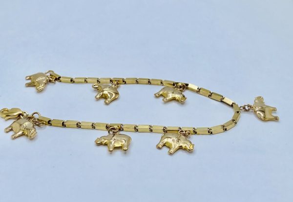 18kt Yellow Gold , Elephant Charms Bracelet