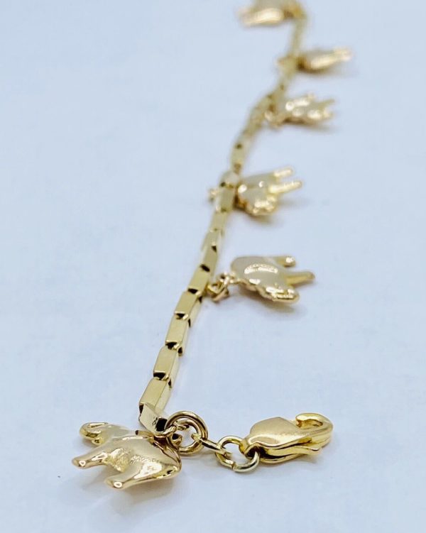 18kt Yellow Gold , Elephant Charms Bracelet