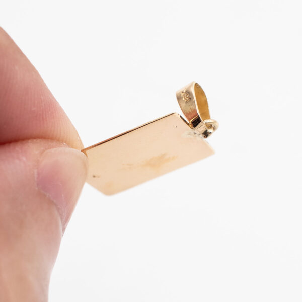 18k Yellow Gold Rectangle "B" Initial Pendant - Image 6