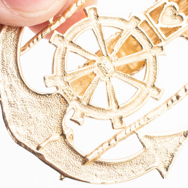14k Yellow Gold Jesus Anchor Pendant - Image 5