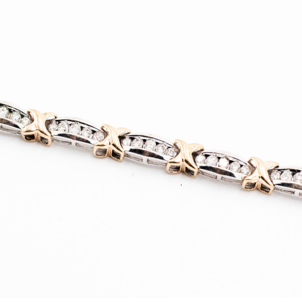 10k Two Tone Channel Set Diamond X Pattern Bracelet - Image 5
