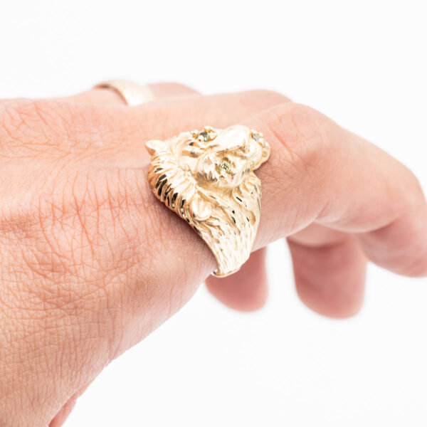 14k Yellow Gold Lion Head Ring - Image 8