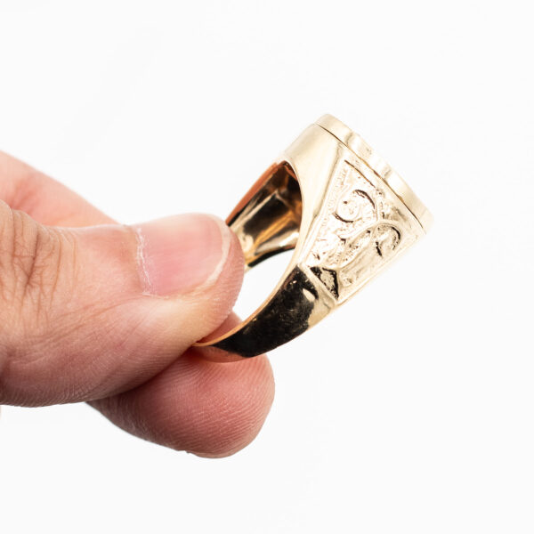 14k Yellow Gold Onyx Round Rotating Diamond Ring - Image 3