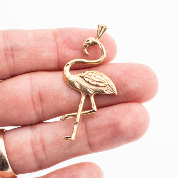 14k Yellow Gold Flamingo Pendant