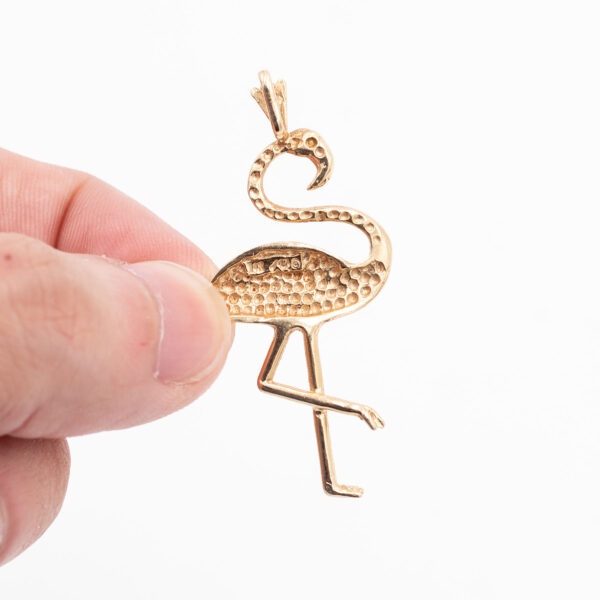 14k Yellow Gold Flamingo Pendant - Image 4