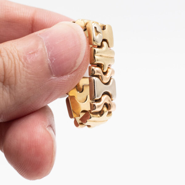 18k Yellow Gold Parentesi Style Collapsible Ring - Image 5