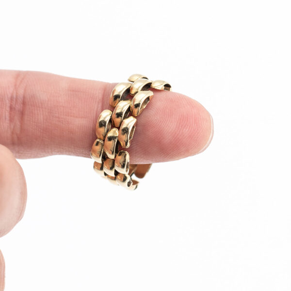 18k Yellow Gold Three Row Collapsible Ring - Image 5