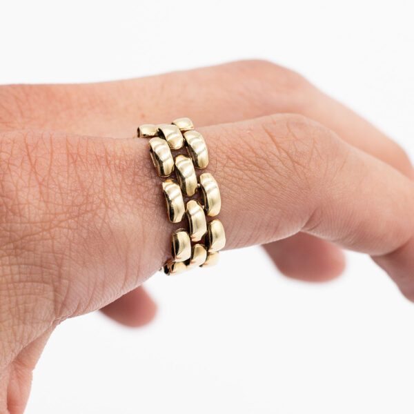 18k Yellow Gold Three Row Collapsible Ring - Image 2