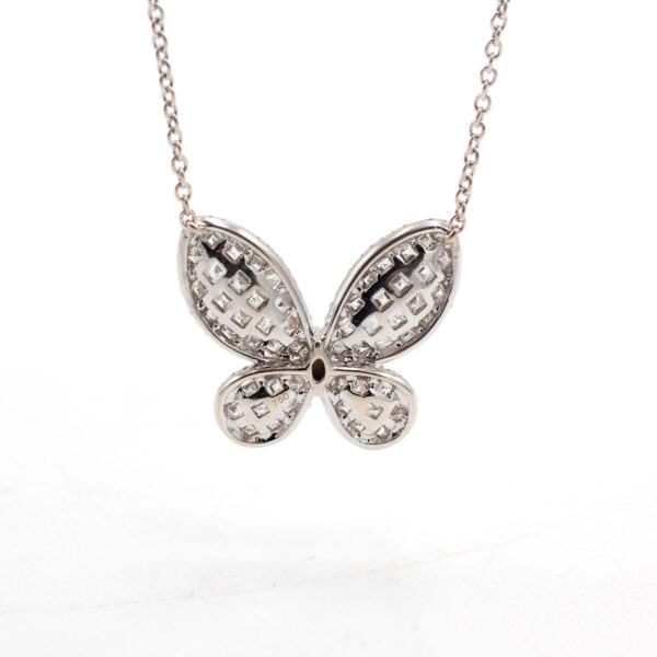 18k White Gold Diamond Pave Butterfly Pendant Necklace - Image 3