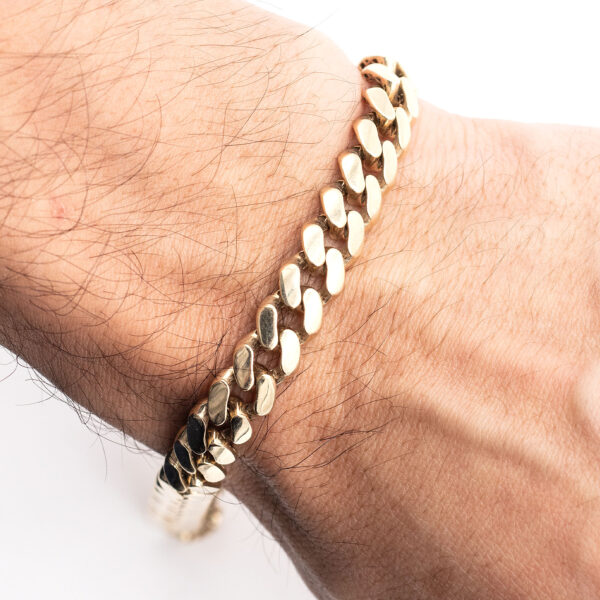 10k Yellow Gold 8mm Cuban Link Chain Bracelet - Image 5