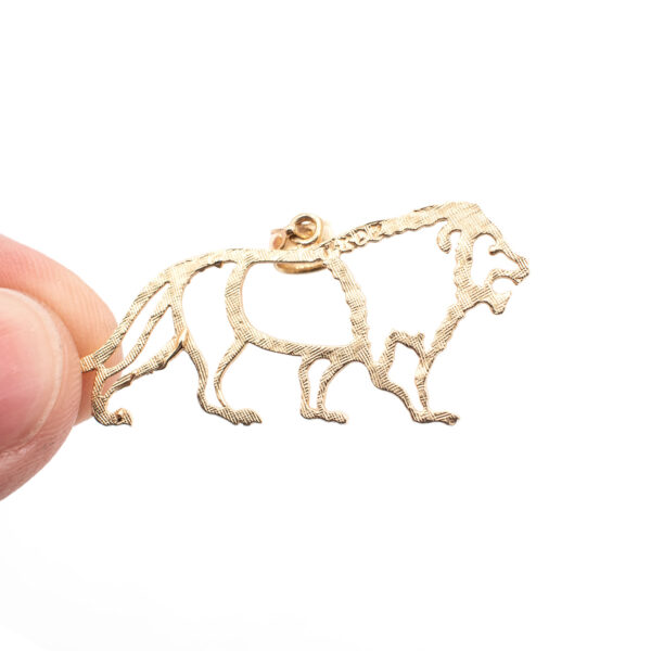 14k Yellow Gold Open Work Lion Pendant - Image 2