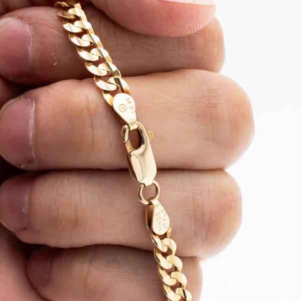 14k Yellow Gold Curb Link 19 Inch Chain Necklace - Image 4