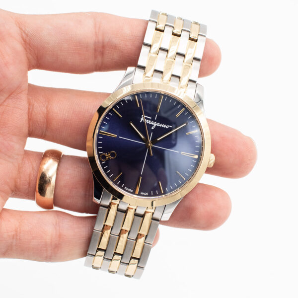 Salvatore Ferragamo Slim Two Tone Blue Dial Watch