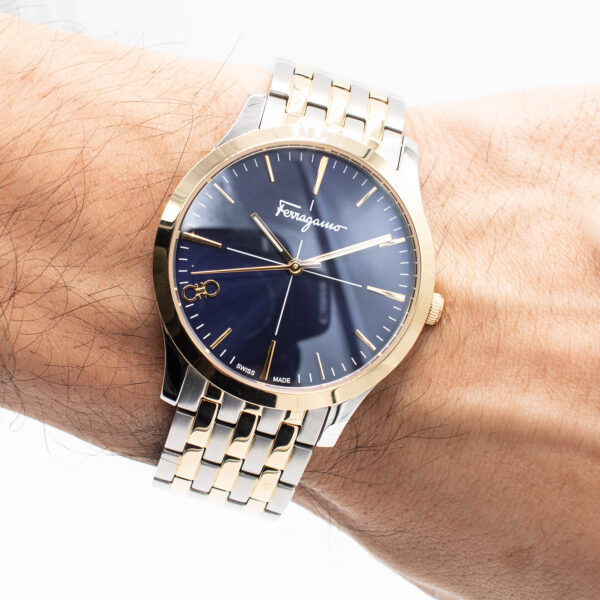 Salvatore Ferragamo Slim Two Tone Blue Dial Watch - Image 2