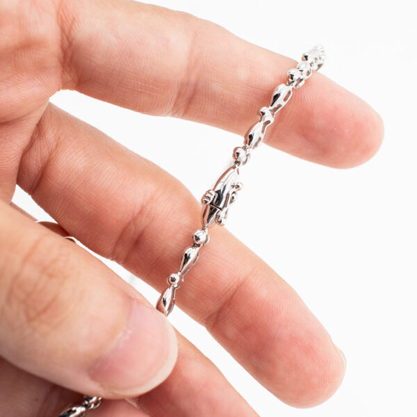 18k White Gold Diamond Graduating Blue Gemstone V Dangle Necklace - Image 4