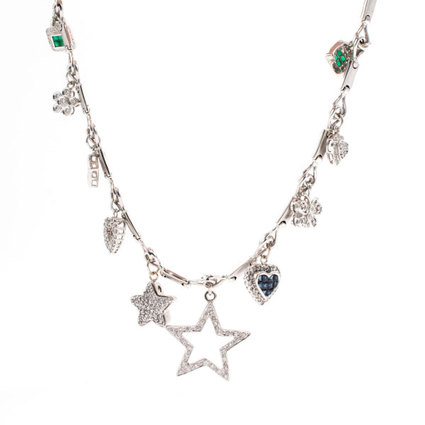 14k White Gold Diamond Charm Necklace - Image 2