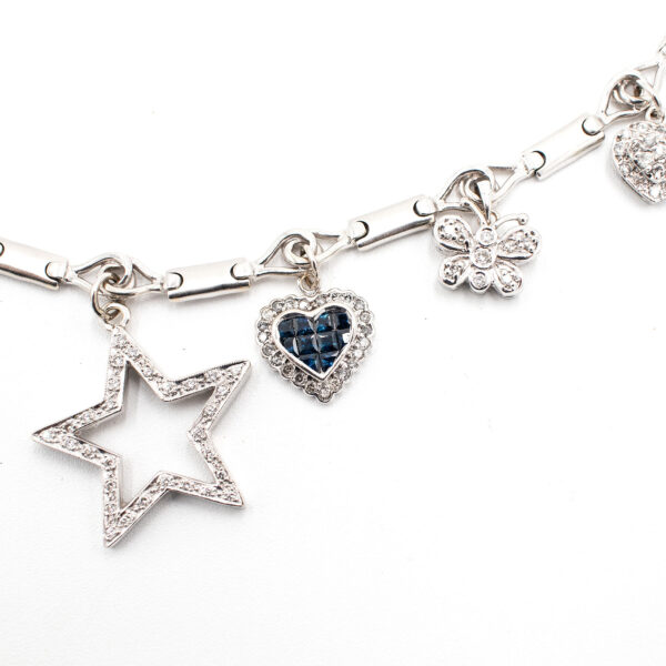 14k White Gold Diamond Charm Necklace - Image 9