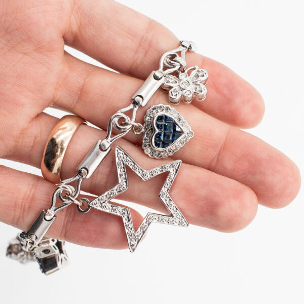14k White Gold Diamond Charm Necklace