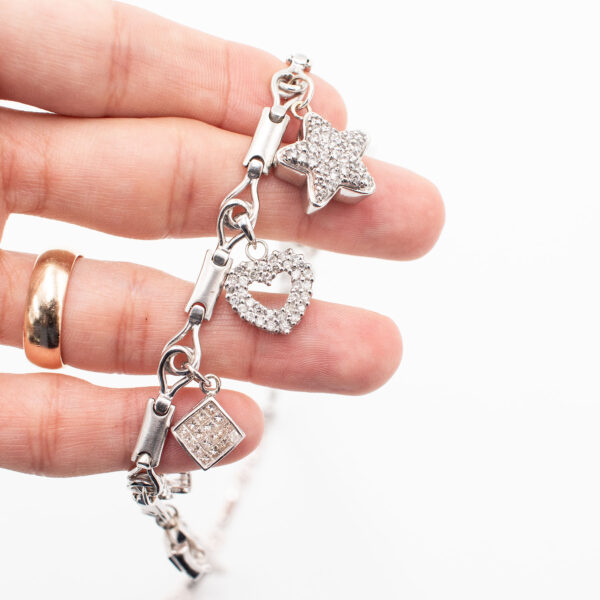 14k White Gold Diamond Charm Necklace - Image 4
