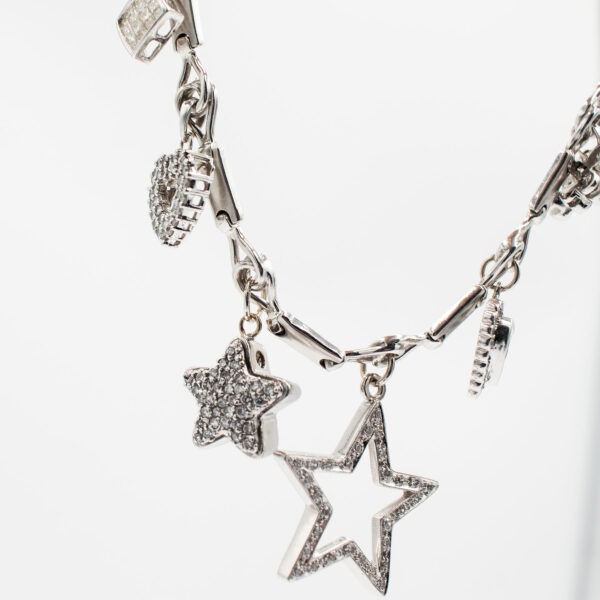 14k White Gold Diamond Charm Necklace - Image 7