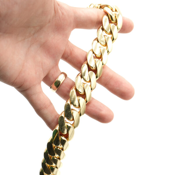 10k Yellow Gold Cuban Link Chain 9 inch Bracelet - Image 6