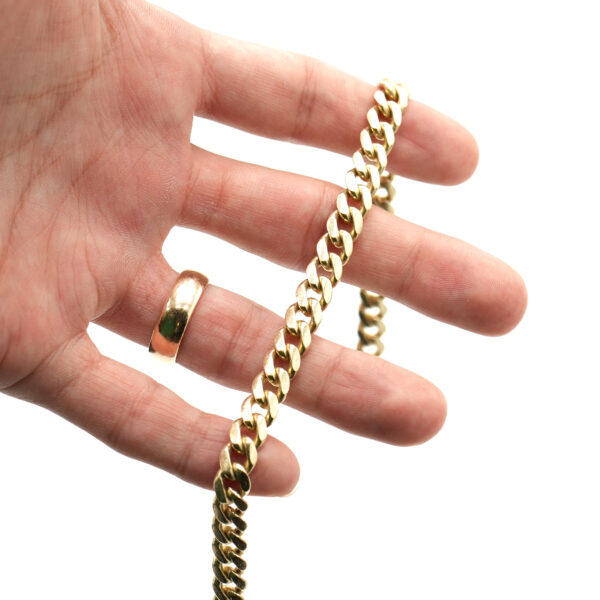 10k Yellow Gold Cuban Link Chain Bracelet - Image 6