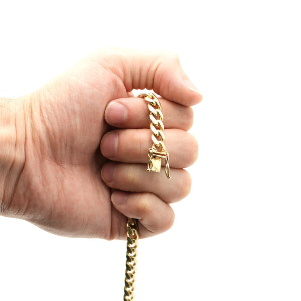 10k Yellow Gold Cuban Link Chain Bracelet - Image 5
