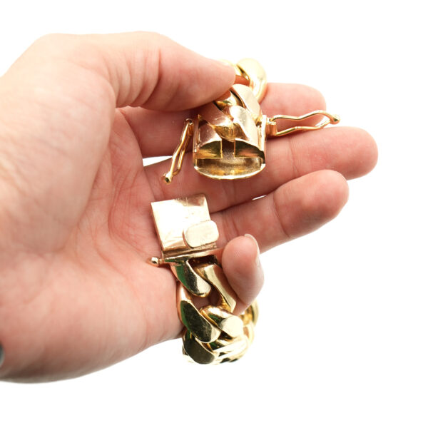 10k Yellow Gold Cuban Link Chain 9 inch Bracelet - Image 4