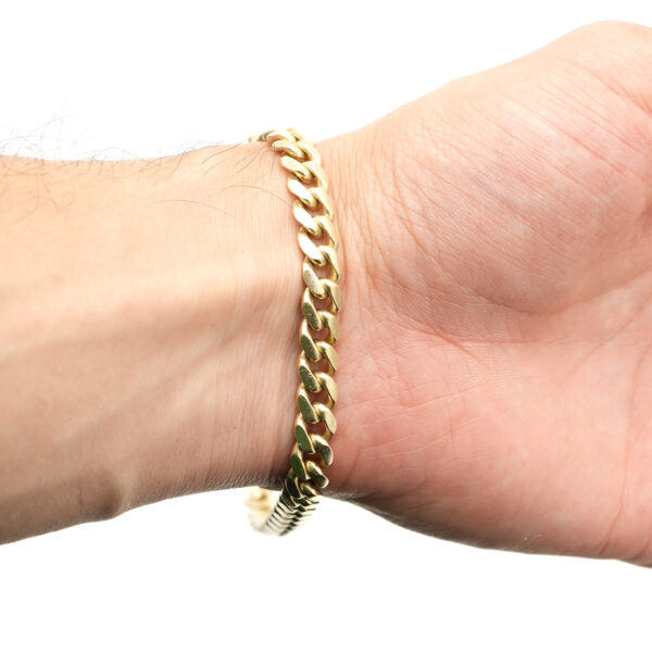 10k Yellow Gold Cuban Link Chain Bracelet - Image 3