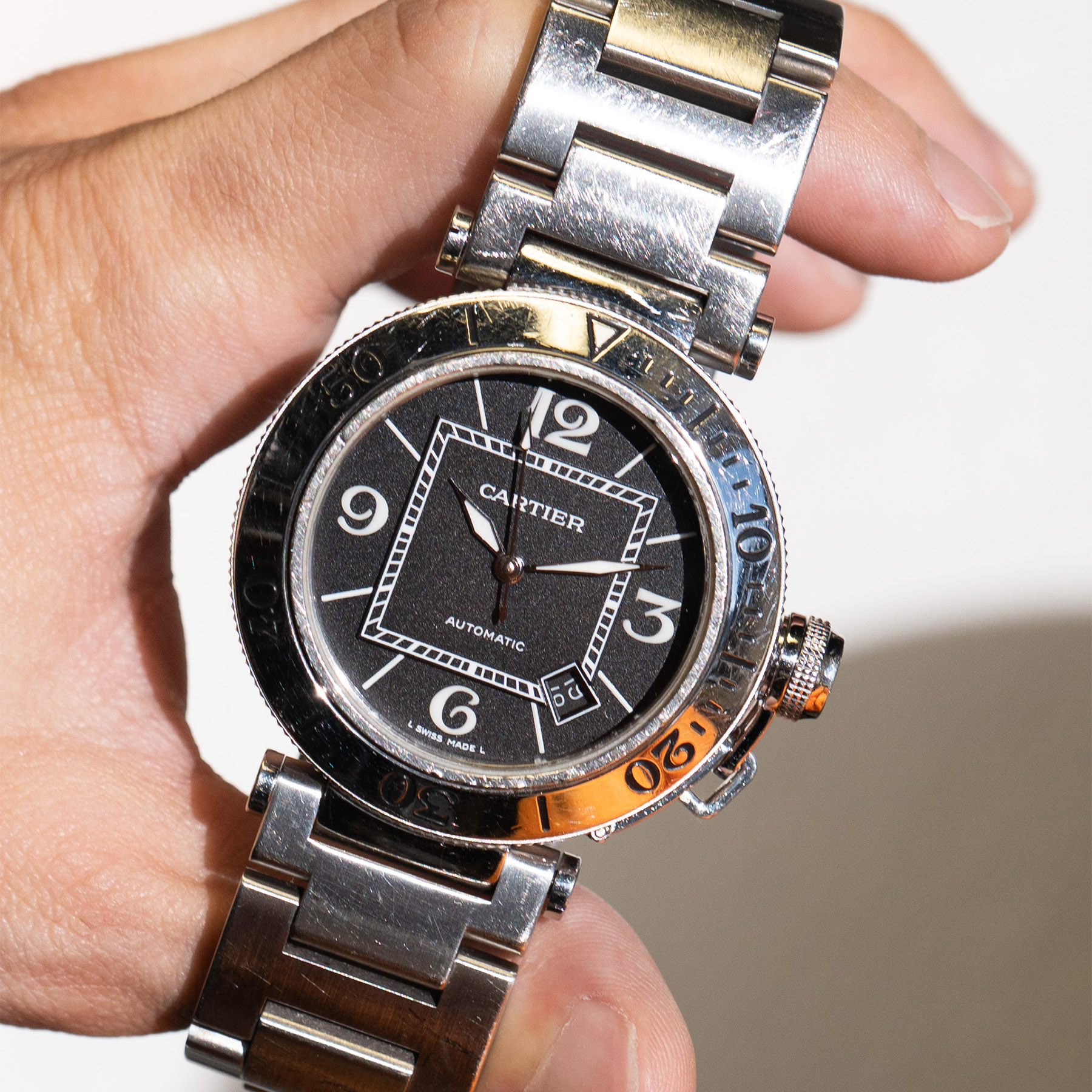 Cartier Pasha Stainless Steel Black Dial Mens Watch - Image 5