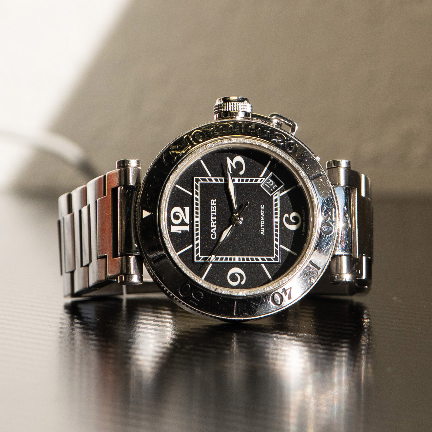 Cartier Pasha Stainless Steel Black Dial Mens Watch - Image 4