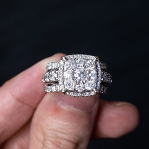 10k White Gold 3ctw Diamond Pave Wide Ring