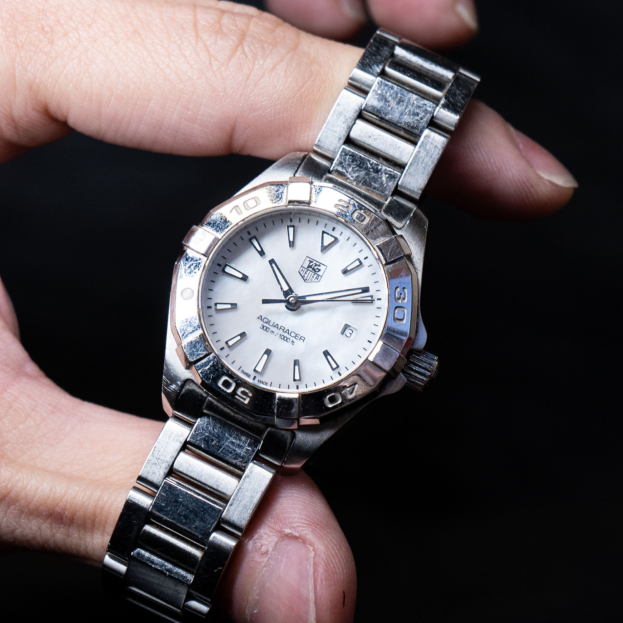 Tag Heuer Aquaracer Mother of Pearl Dial Stainless Steel Ladies Watch - Image 6